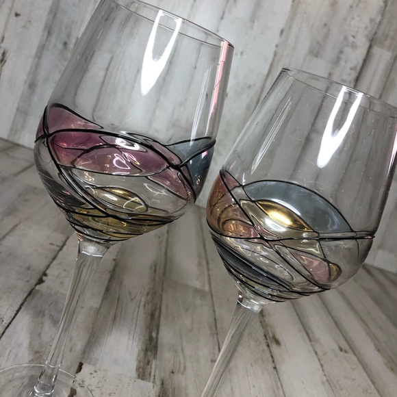 Hand Painted 15oz Wine Glass Set of 2 - Picture 4 of 8
